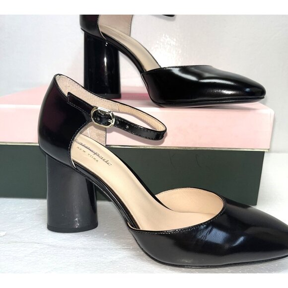 Kate Spade New York Serene Black Leather Iconic Spade Mirror Heels  Size 6.5M - Picture 13 of 15